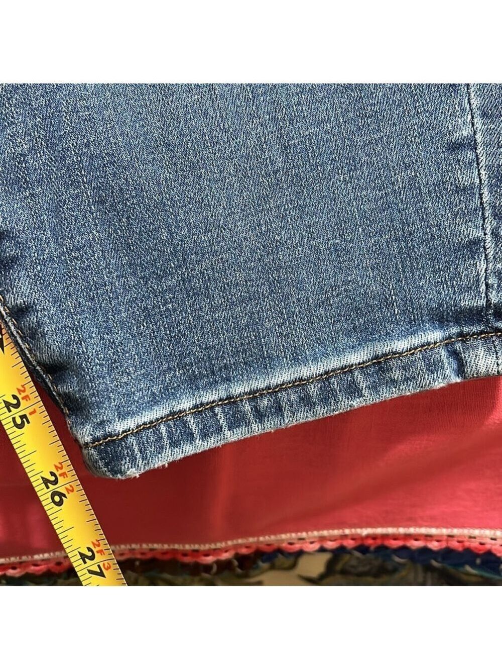 Judy Blue Distressed Button-Fly Skinny Jeans in Blue. 24W - Picture 7 of 12